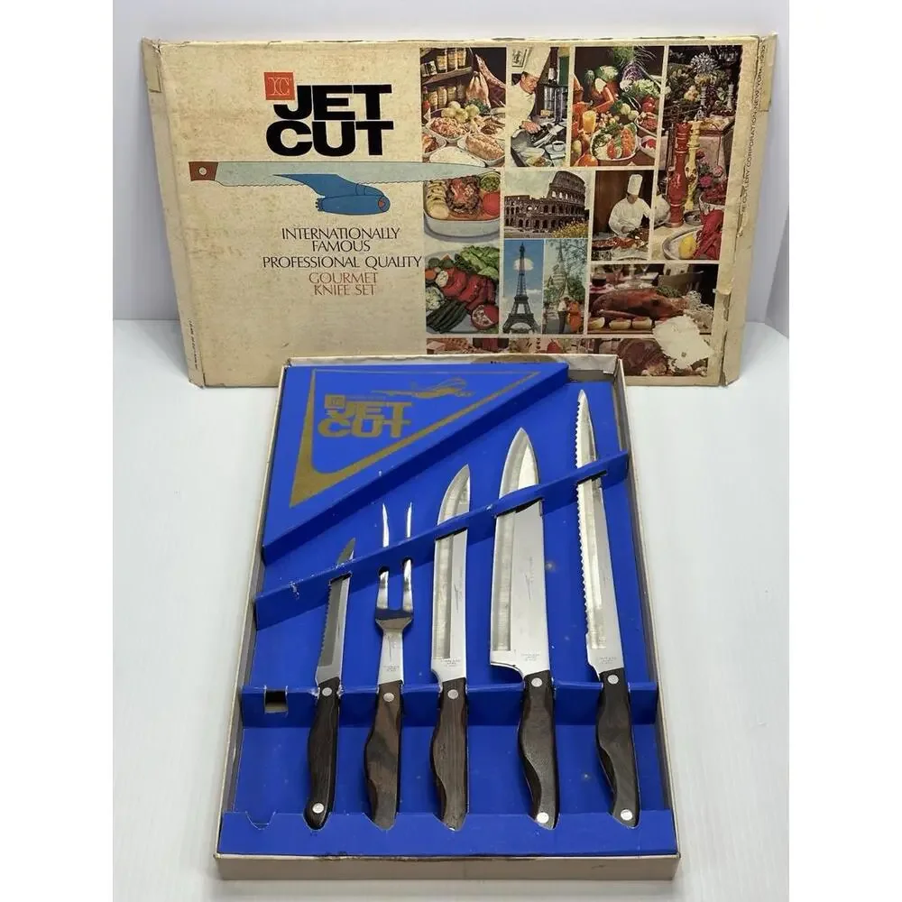 Jet‎ Cut Cutlery Set Of 5 Vintage Stainless Professional Quality Knives